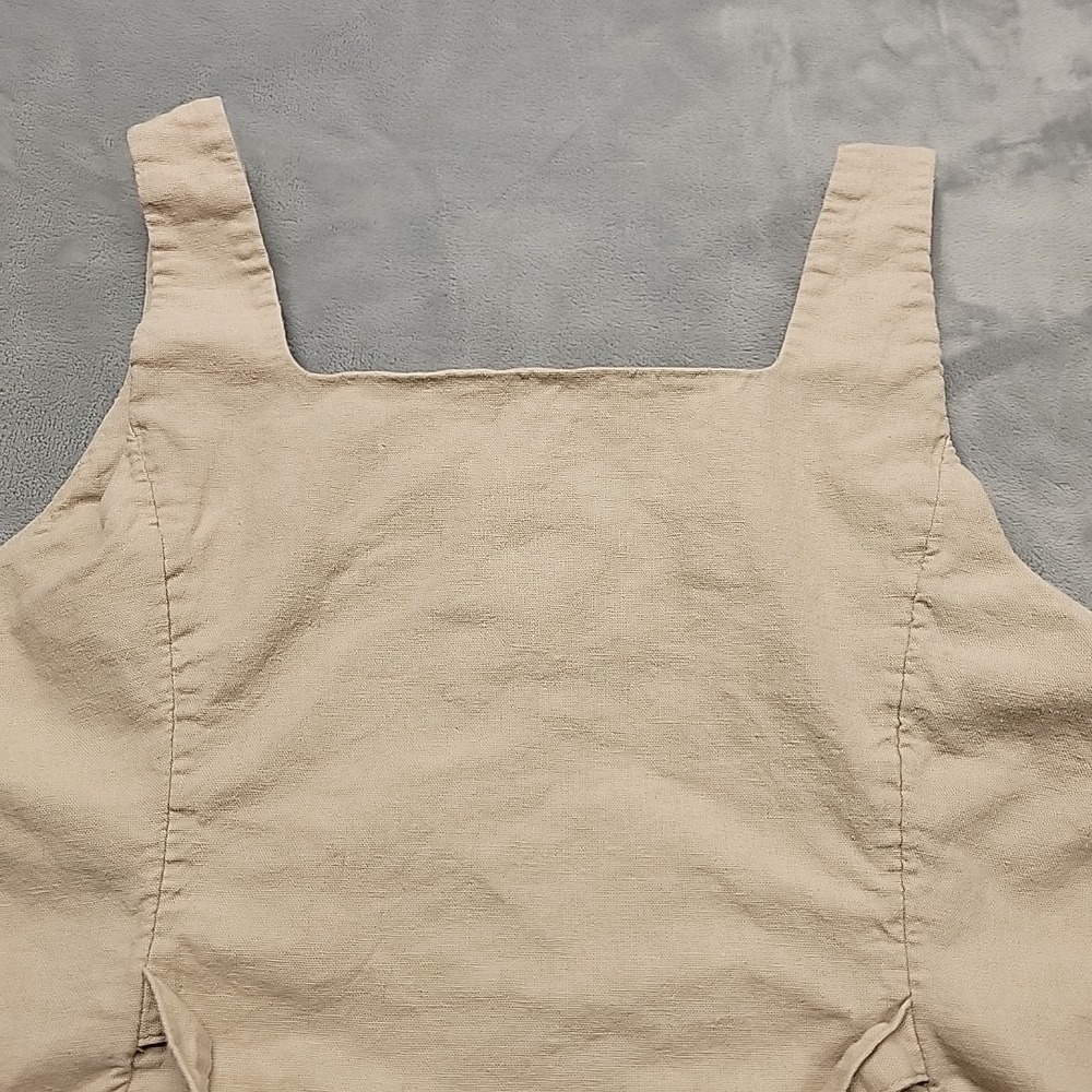 LC Lauren Conrad Shirt Womens L Tan Button Down Linen Blend Tie Back Sleeveless - Picture 8 of 9